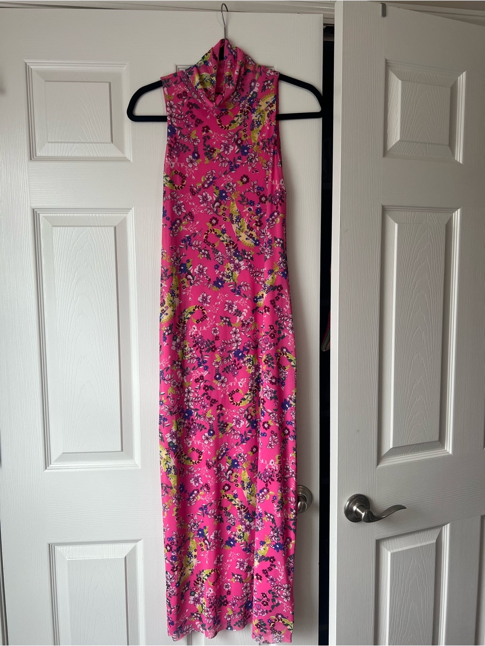 AFRM Hot Pink Floral Top with Yellow & Navy Accents